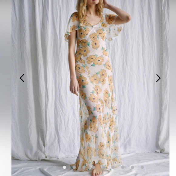 NWT RVCA X Camille Rowe Yellow Sheer Floral Lolo Dress Size M/10 - Picture 16 of 16